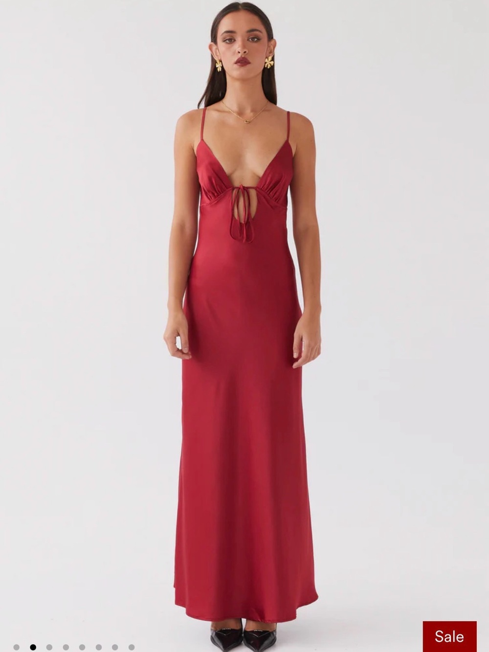 Peppermayo Red Satin Maxi Dress